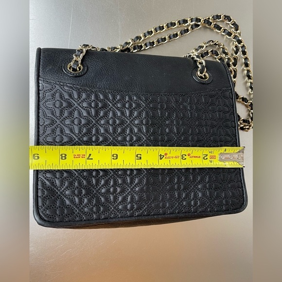 Tory Burch Bryant Medium Black Leather Womens Chain Shoulder Bag Floral Print - Picture 12 of 12